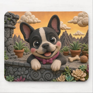 Cute Boston Terrier Puppy, Baby Dog Mouse Mat