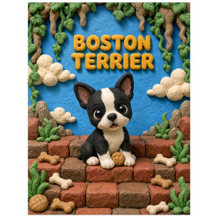 Cute Boston Terrier Puppy, Baby Dog Postcard