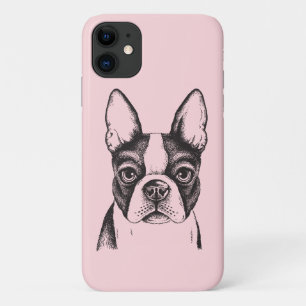 Cute Boston Terrier Puppy Dog Mum Fur Mama Pink iPhone 11 Case