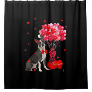 Cute Boston Terrier Valentines Day Heart Dog Lover Shower Curtain