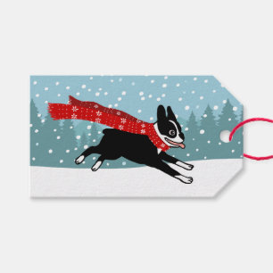 Cute Boston Terrier Winter Holiday To From Gift Tags