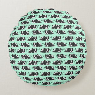 Cute Boston Terrier ZZZ Dog Lovers Gifts Pet Puppy Round Cushion