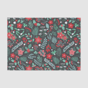 Cute Botanical Christmas Pattern - Poinsettias Tissue Paper
