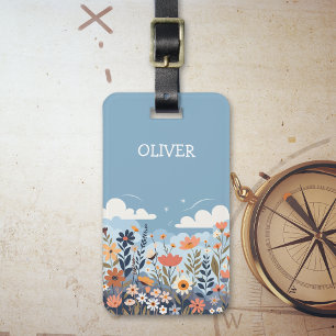 Cute Botanical Elegant Wildflowers  Personalised Luggage Tag