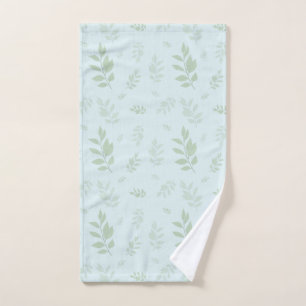 Cute botanical green leaves  hand towel