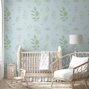Cute botanical green leaves wallpaper 