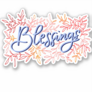 Cute botanical Hand Lettered Blessings word