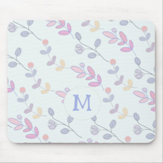 Cute Botanical Pastel Leaves Pattern Mouse Mat