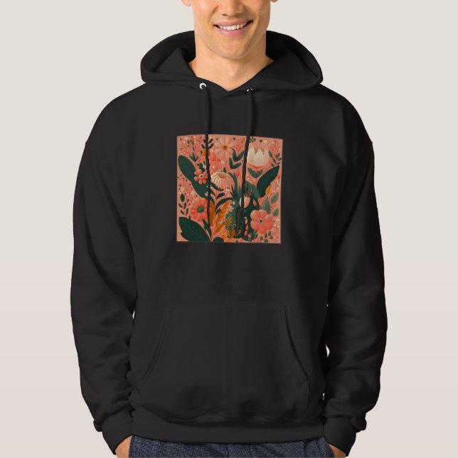 Cute Botanical Roses Illustration Gorgeous Flower  Hoodie (Front)