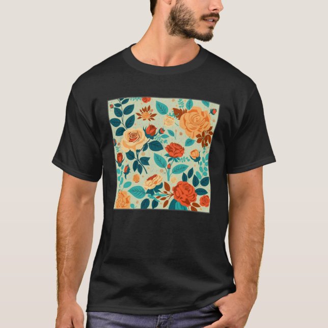 Cute Botanical Roses Illustration Gorgeous Flower  T-Shirt (Front)