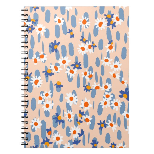 Cute botanical seamless pattern. Small daisies sca Notebook (Front)