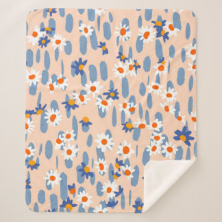 Cute botanical seamless pattern. Small daisies sca Sherpa Blanket