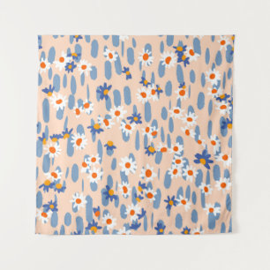 Cute botanical seamless pattern. Small daisies sca Tapestry