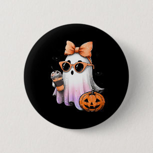 Cute Bougie Ghost Coffee Pumpkin Spooky Season Hal 6 Cm Round Badge