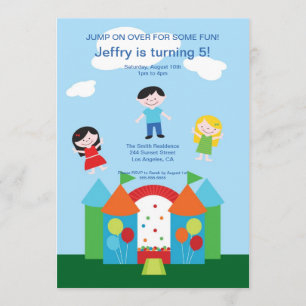 Cute Bounce House Birthday Party Invitation