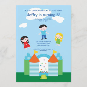 Cute Bounce House Birthday Party Invitation