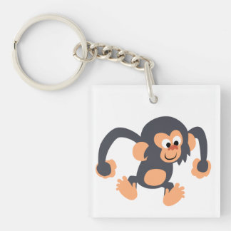 Cute Bouncy Cartoon Chimpanzee Acrylic Keychain