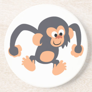 Cute Bouncy Cartoon Chimpanzee Coaster