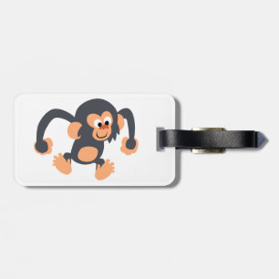 Cute Bouncy Cartoon Chimpanzee Luggage Tag