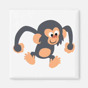 Cute Bouncy Cartoon Chimpanzee Magnet