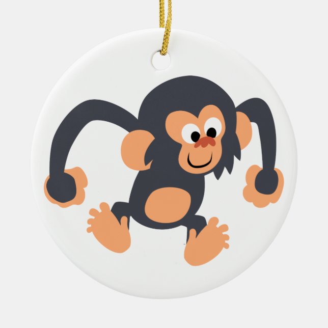 Cute Bouncy Cartoon Chimpanzee Ornament (Front)