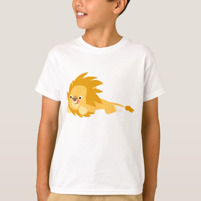 Cute Bouncy Cartoon Lion Children T-Shirt (Front)
