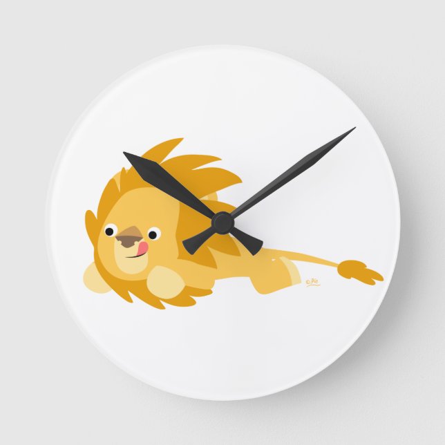 Cute Bouncy Cartoon Lion Wall Clock (Front)
