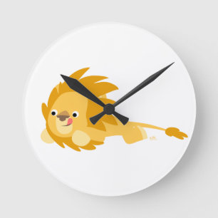 Cute Bouncy Cartoon Lion Wall Clock
