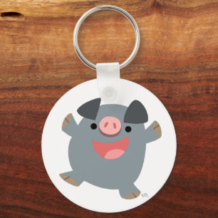 Cute Bouncy Cartoon Pig Keychain
