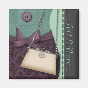 Cute Boutique Retro Outfit and Handbag Magnet