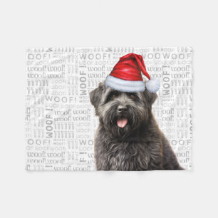 Cute Bouvier Flanders Cattle Dog Christmas Holiday Fleece Blanket