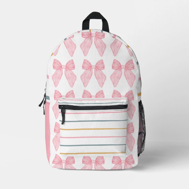 Cute Bow and Stripe Backpack (Front)
