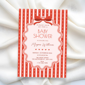 Cute bow baby shower invitation