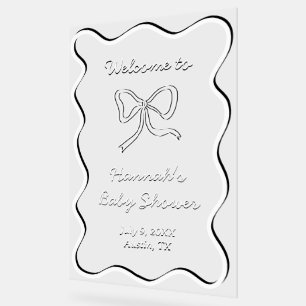 Cute Bow Baby Shower Welcome Sign Acrylic