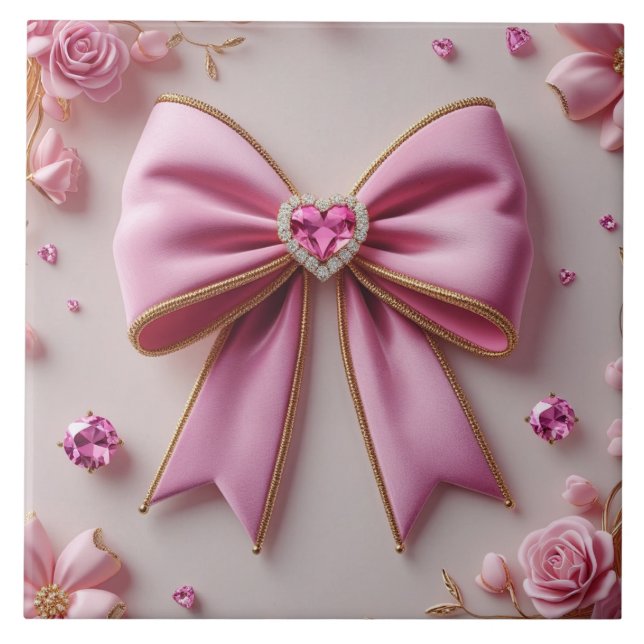 Cute bow Ceramic Tile (Front)