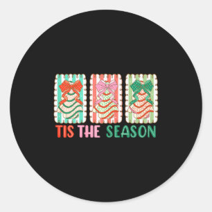 Cute Bow Christmas Holiday Trees Cake Women Girl K Classic Round Sticker