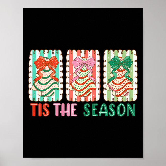 Cute Bow Christmas Holiday Trees Cake Women Girl K Poster (Front)