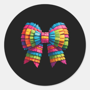 Cute Bow Coquette Funny Cinco De Mayo Girls Women  Classic Round Sticker
