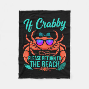 Cute Bow Crab Sungles Beach Vacation Quote Fleece Blanket