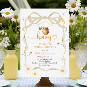 Cute Bow Daisy Bee Bride to Bee Bridal Invitation