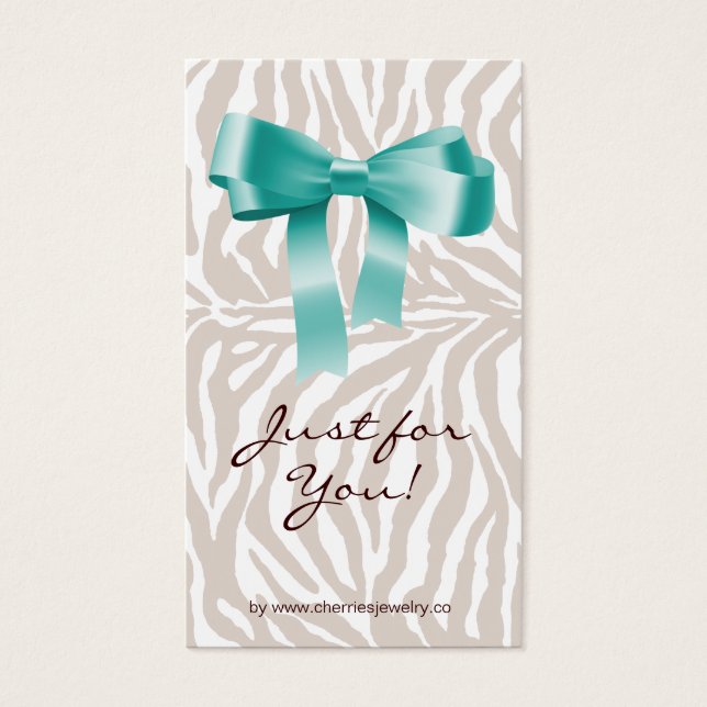 Cute Bow Earring Display card Zebra (Front)