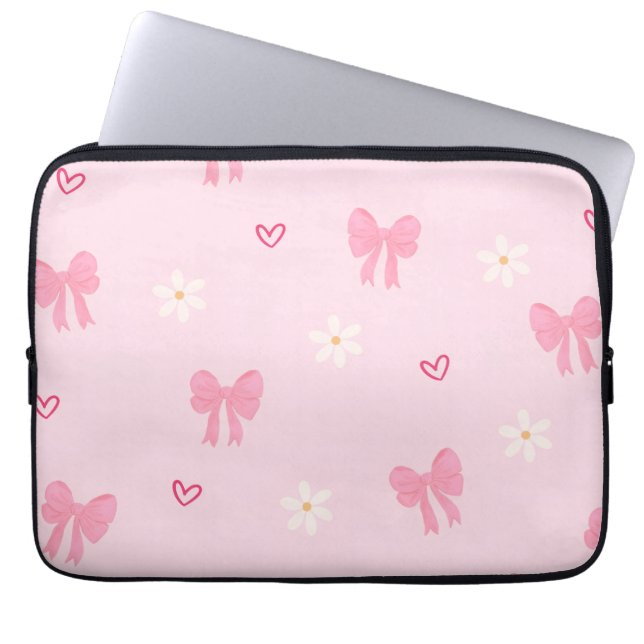 “Cute Bow Floral Heart laptop bag 🎀🌸 (Front)