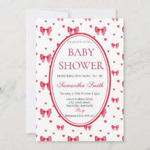 Cute Bow & heart Baby Shower Invitation