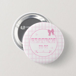 Cute Bow Pastel Pink Gingham Grandma-to-be Button