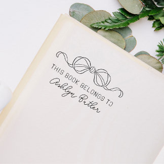 Cute Bow Personal Library Book Stamp