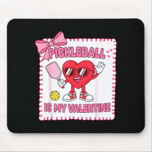 Cute bow pickleball is valentines day pickleball mouse mat
