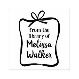 Cute Bow Ribbon Frame CUSTOM Add Your Own Text  Rubber Stamp