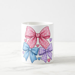 Cute Bow Ribbon Pattern – Pink Blue & Purple Bow Coffee Mug