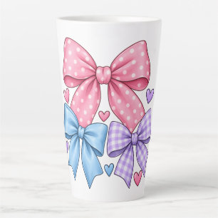 Cute Bow Ribbon Pattern – Pink Blue & Purple Bow Latte Mug