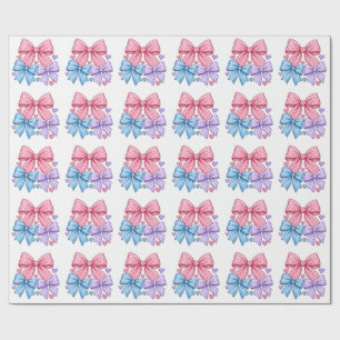 Cute Bow Ribbon Pattern – Pink Blue & Purple Bow Wrapping Paper